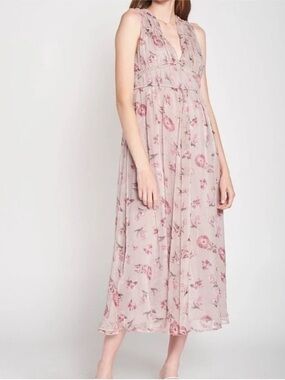 En Saison Anita Floral Print Chiffon Midi Dress - Size Small